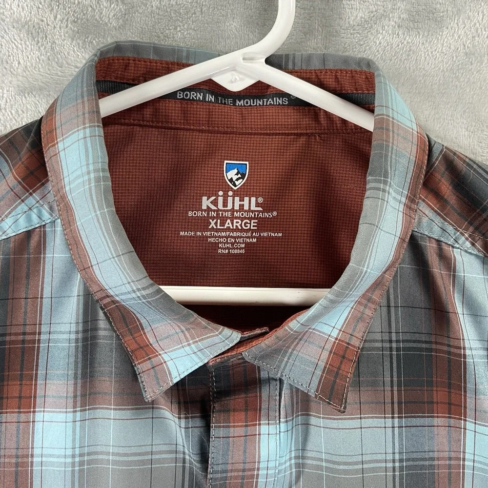 KUHL Shirt men's XL Button Up Response Short Sleeve Plaid Casual Outdoor *READ* - Picture 3 of 12